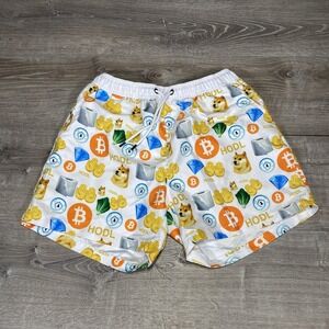 Barstool Sports Swim Trunks Mens Medium Crypto Meme Doge Bitcoin HODL‎ Shorts